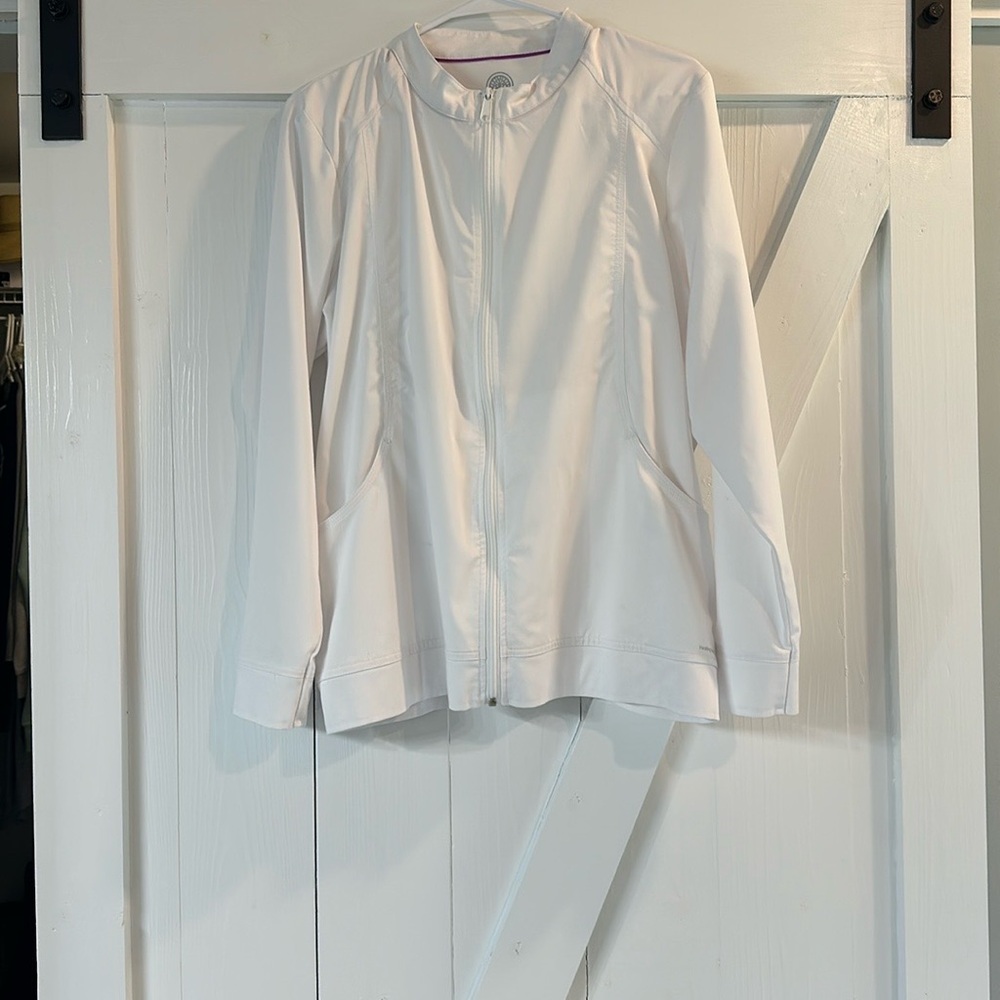 Healing Hands White Bomber Jacket Minimalist Design